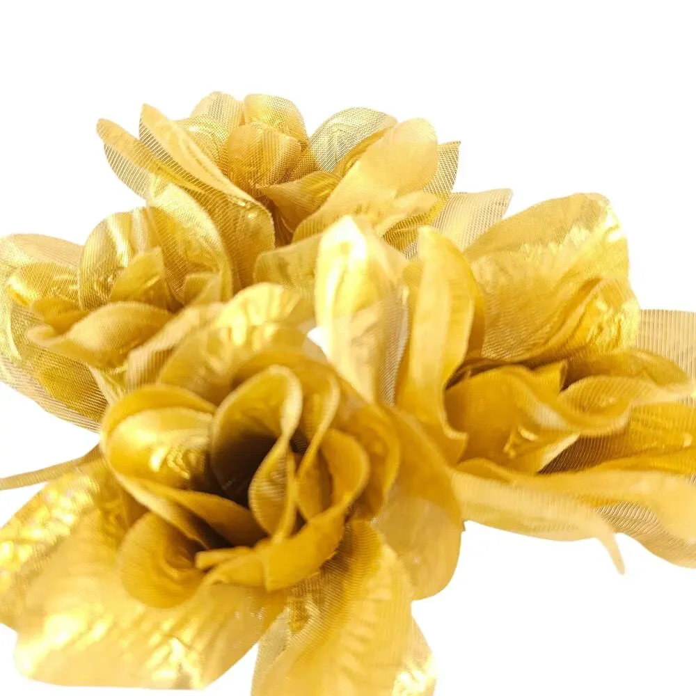 Gold Metallic Silk Roses 3